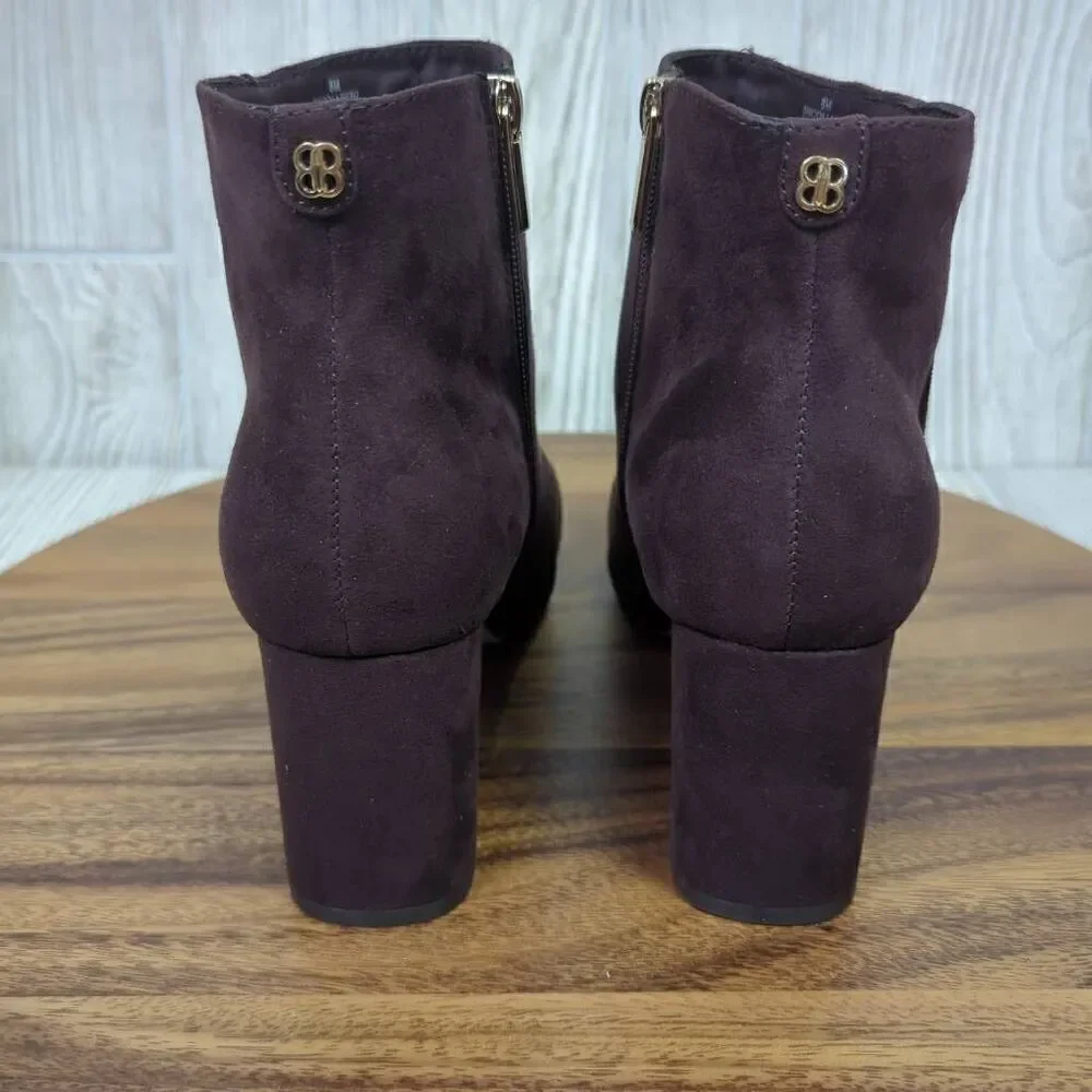 Bandolino Womens Size 8 Colleen 2 Suede Ankle Boots Booties Brown Burgundy Zips